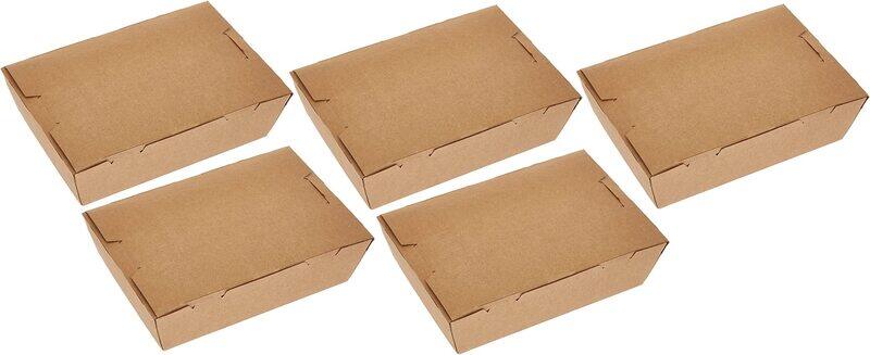 

Hotpack Kraft PE Lunch Box, 150mm, 5-Piece, KLB150, Brown