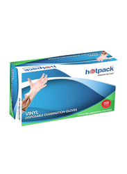 Hotpack Powder Free Vinyl Disposable Examination Gloves, Large, 100 Pieces