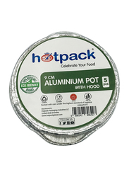 Hotpack 10-Piece Aluminium Round Pot with Hood, 9cm, Silver