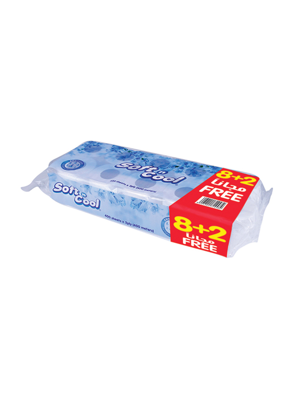 Soft N Cool Toilet Tissue, 10 Rolls x 400 Sheets x 2 Ply