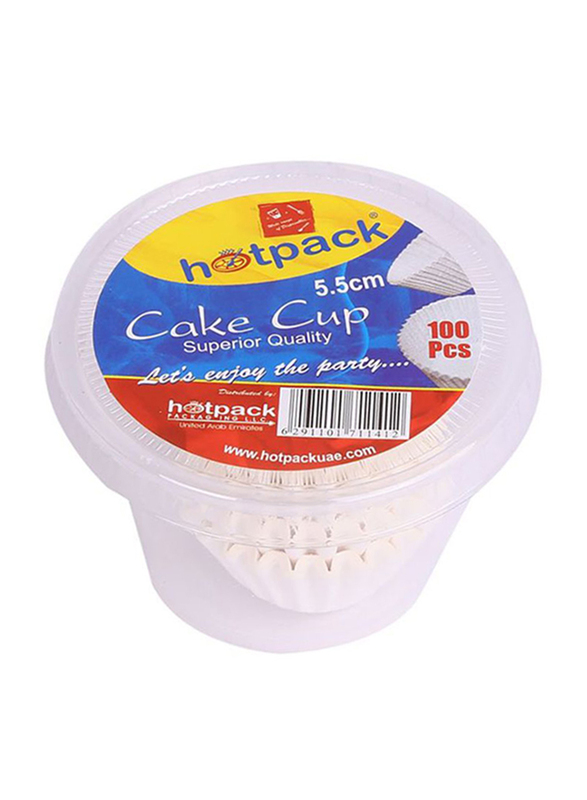 Hotpack 9.5cm 100-Piece Paper Disposable Cake Cup, PCC9.5, White