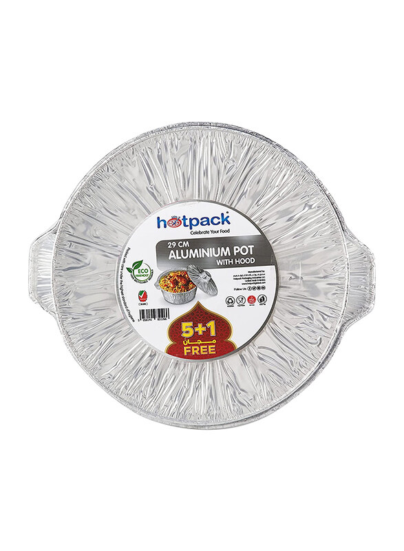 

Hotpack Aluminium Pot with Hood, 29cm, 5+1 Free, Silver