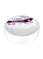 Hotpack 10-inch 25-Piece Foam Round Plate Set, RFP10B, White