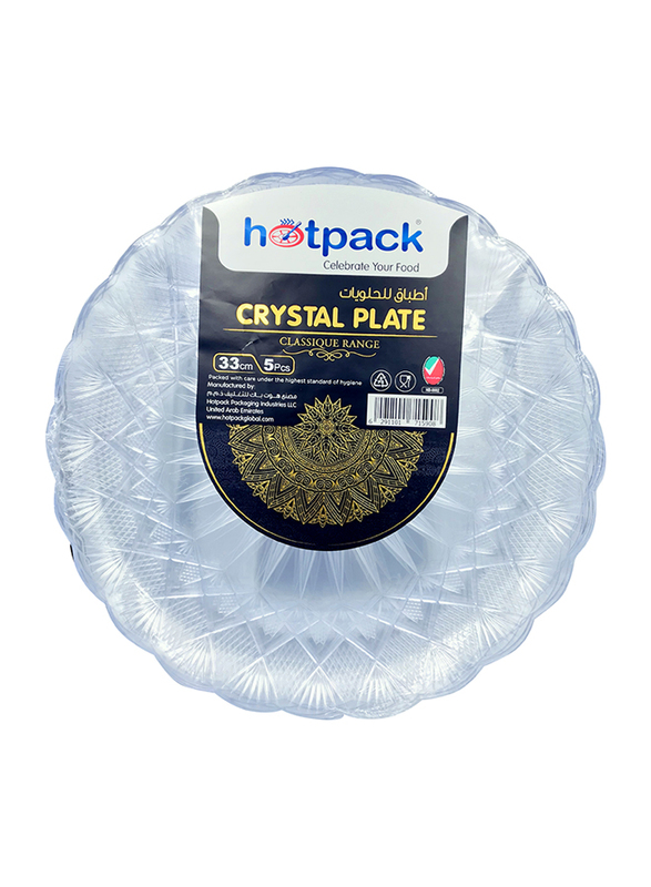 Hotpack 33cm 5-Piece Crystal Round Serving Plate, Clear
