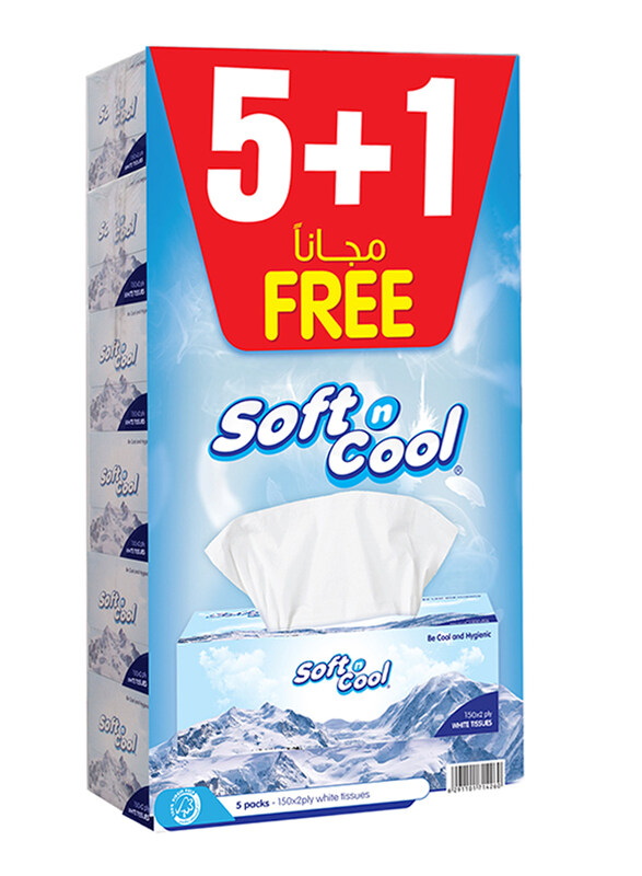 

Soft N Cool Facial Tissue, 6 Boxes x 150 Sheets x 2 Ply