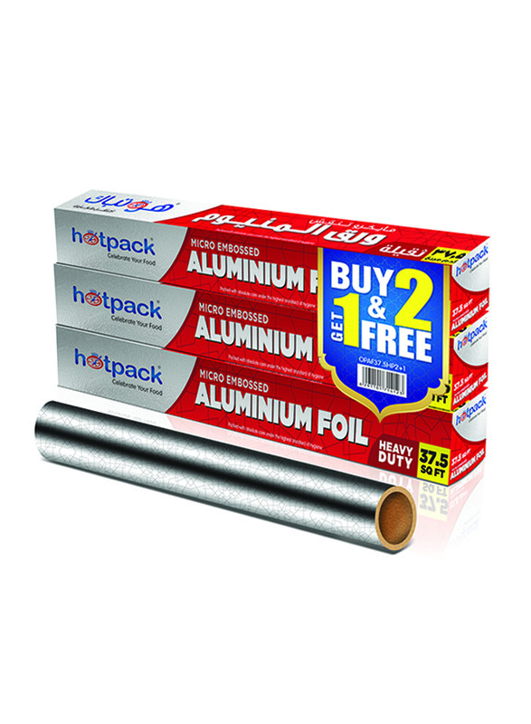 

Hotpack Embossed Aluminum Foil, 3 Pieces, 45 cm X 37.5 sq.ft.