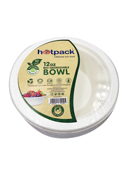 Hotpack 12oz 10-Piece Bio-Degradable Round Paper Pulp Bowl, White