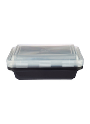 Hotpack 5-Piece Plastic Base Rectangular Container, 32oz, Black