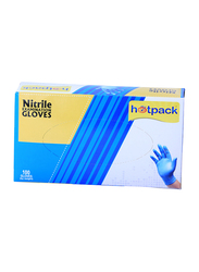 Hotpack Powder Free Nitrile Gloves, Medium, 100 Pieces