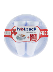 Hotpack 75-Piece 10-inch Plastic Plate & 6oz Plastic Cup Set, White