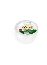 Hotpack 5-Piece Plastic Microwave Round Food Storage Container Set, 250cc, Clear