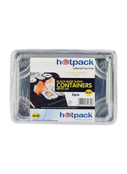 Hotpack 5-Piece Plastic Sushi Container with Lids, SC01B, Black
