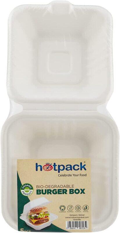 

Hotpack Biodegradable Burger Box, 5-Piece, White