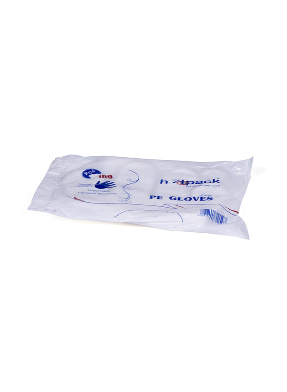 Hotpack Plastic Gloves, Large, 100 Pieces