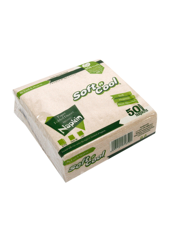 Hotpack Soft N Cool Paper Dinner Napkin, 33 x 33cm, 50 Pieces