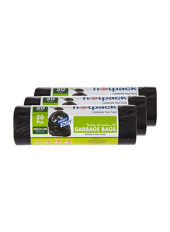 

Hotpack Garbage Bag Roll 30 Gallon, 65 x 95cm, 20 Pieces x 3 Rolls