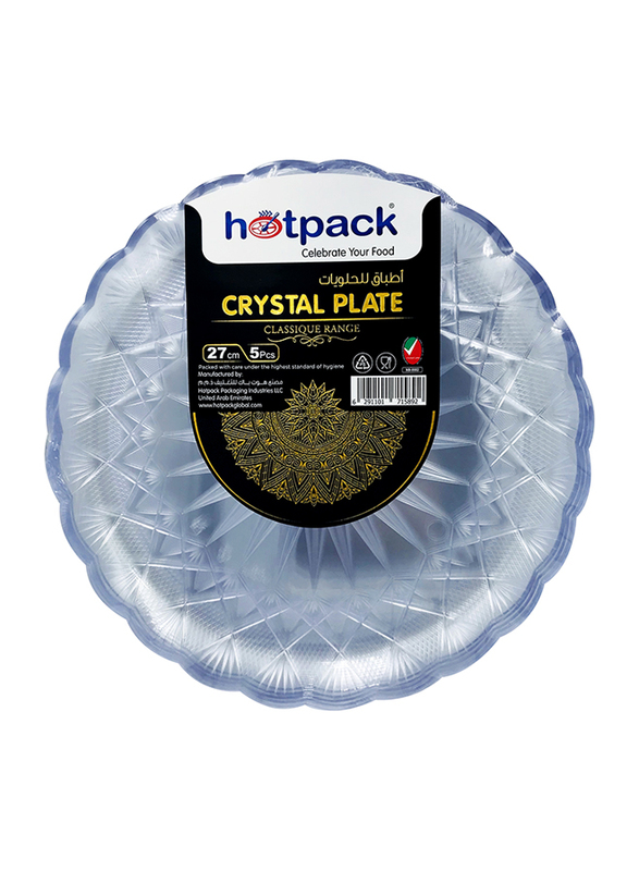 Hotpack 27cm 5-Piece Crystal Round Serving Plate, Clear
