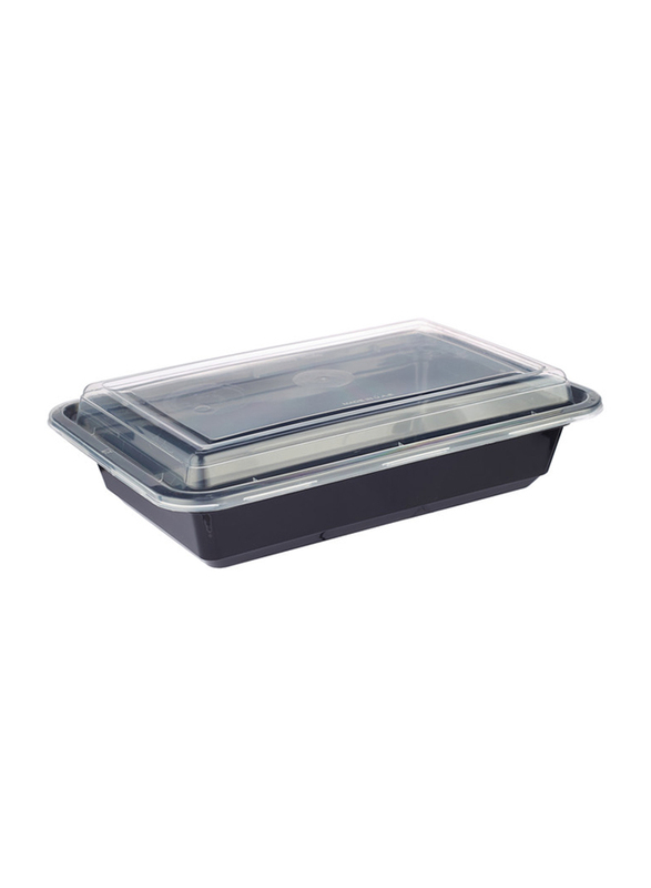 Hotpack 5-Piece Plastic Base Rectangular Container Set, 16oz, Black