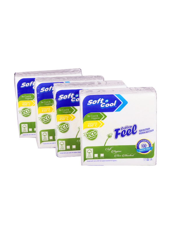 Hotpack Soft N Cool Cotton Feel Paper Napkin, 33 x 33cm, 25 Pieces
