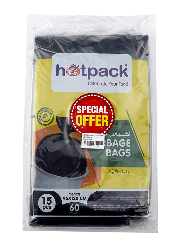 

Hotpack Garbage Bag, 60 Gallon, 95 x 120cm, 15 Pieces x 3 Packet