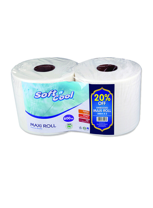 

Soft N Cool Twin Pack Maxi Roll, 2 Pieces, 300m x 1 Ply