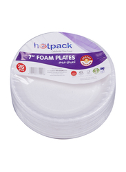 Hotpack 7-inch 25-Piece Foam Round Plate Set, RFP7PKT, White