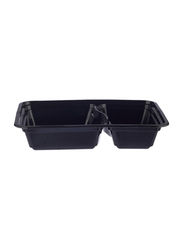 Hotpack 5-Piece Plastic 2 Compartment Base Container with Lids, Black/Clear