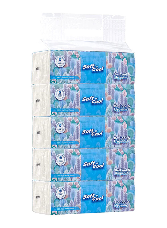 

Soft N Cool Be Cool & Hygienic Facial Tissue, 200 Sheets x 2 Ply x 5 Boxes