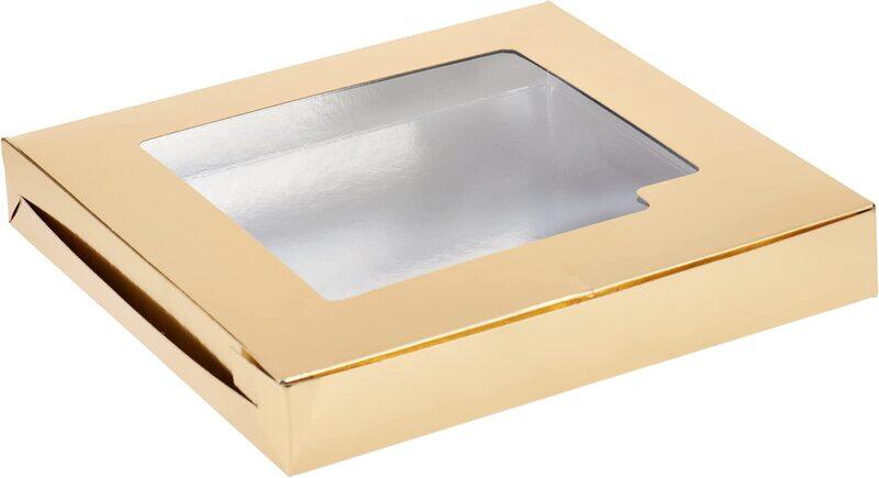

Hotpack Disposable Sweet Box with Window, 25 x 25cm, 5-Piece, Gold