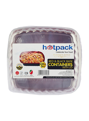Hotpack 5-Piece Plastic Base Container with Lids, 650ml, Red/Black