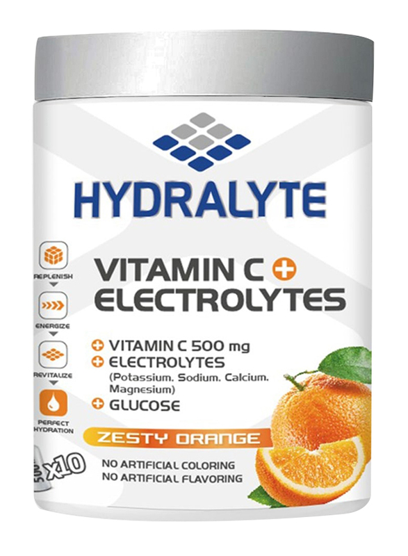 

Hydralyte Zesty Orange Flavour Vitamin C + Electrolyte Hydration Sports Drink Powder Mix Jar, 12 x 200g