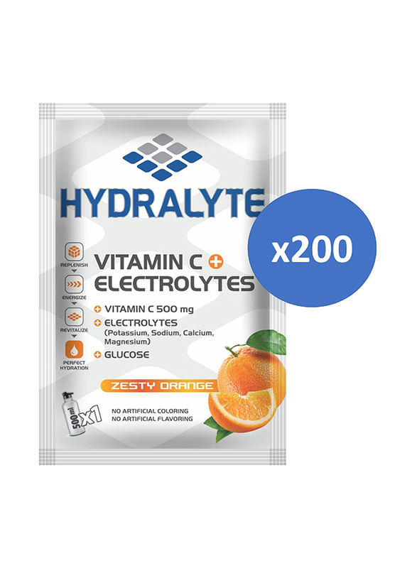 Hydralyte Zesty Orange Flavour Vitamin C + Electrolyte Hydration Sports Drink Powder Mix Pouch, 20g