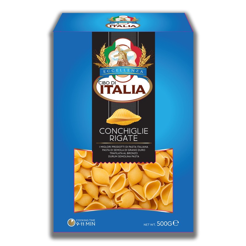 Cibo Di Italia Pasta Shell/Conch 500g , Made with 100% High Grade Durum Wheat Semolina , Vegetarian