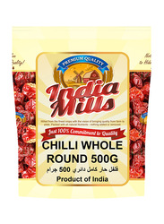 India Mills Chilli Whole Round, 500g