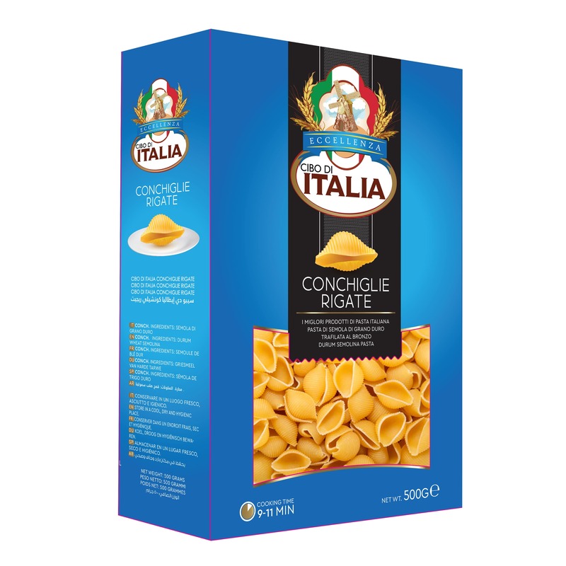 Cibo Di Italia Pasta Shell/Conch 500g , Made with 100% High Grade Durum Wheat Semolina , Vegetarian