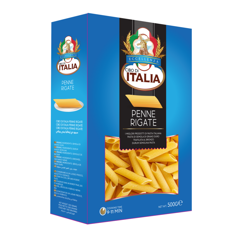 Cibo Di Italia Pasta Penne Rigate 500g , Made with 100% High Grade Durum Wheat Semolina , Vegetarian