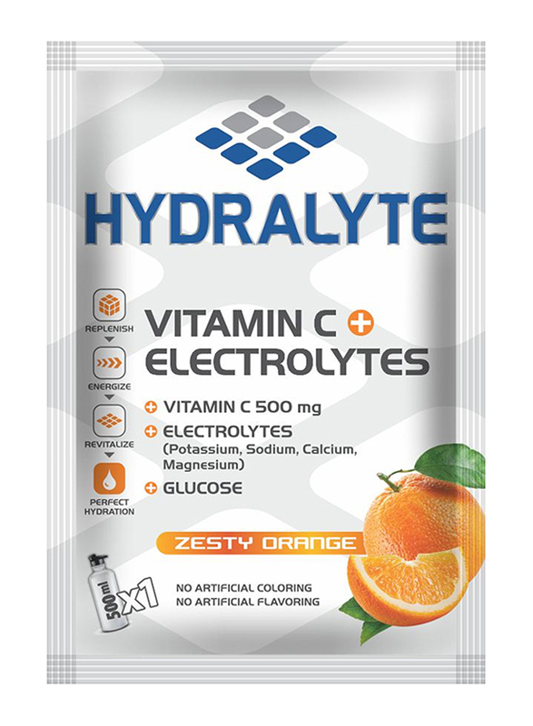 Hydralyte Zesty Orange Flavour Vitamin C + Electrolyte Hydration Sports Drink Powder Mix Pouch, 20g