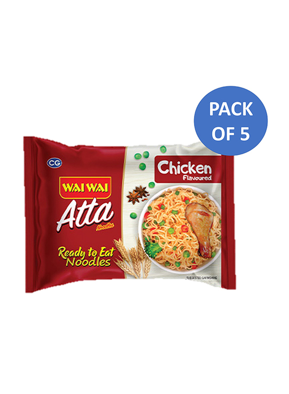 Wai Wai Ready to Eat Instant Chicken Flavour Atta Noodles, 5 x 75g