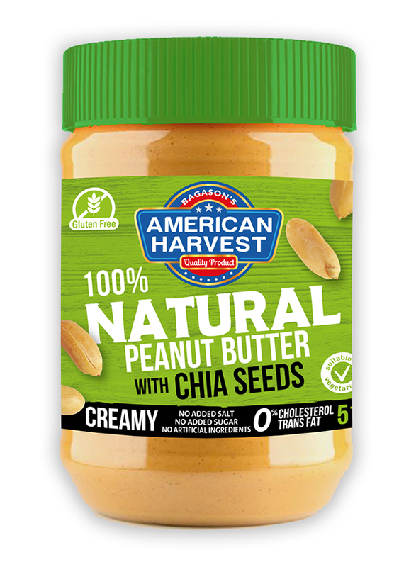 American Harvest 100% Natural Peanut Butter Creamy with Chia Seeds, 510g