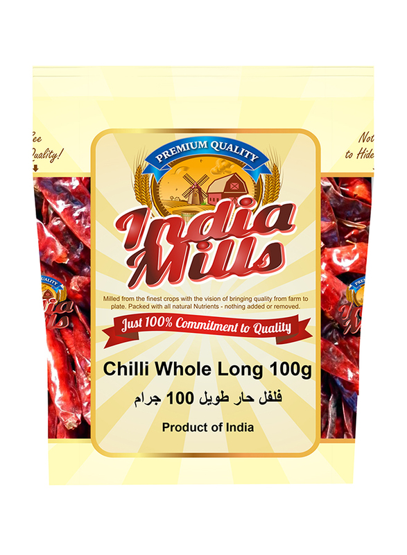 India Mills Whole Long Chili, 100g