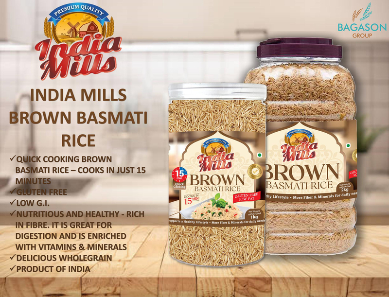 India Mills Brown Basmati Rice Jar, 1 Kg