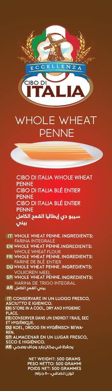 Cibo Di Italia Pasta Penne Rigate - Whole Wheat 500g , Vegetarian