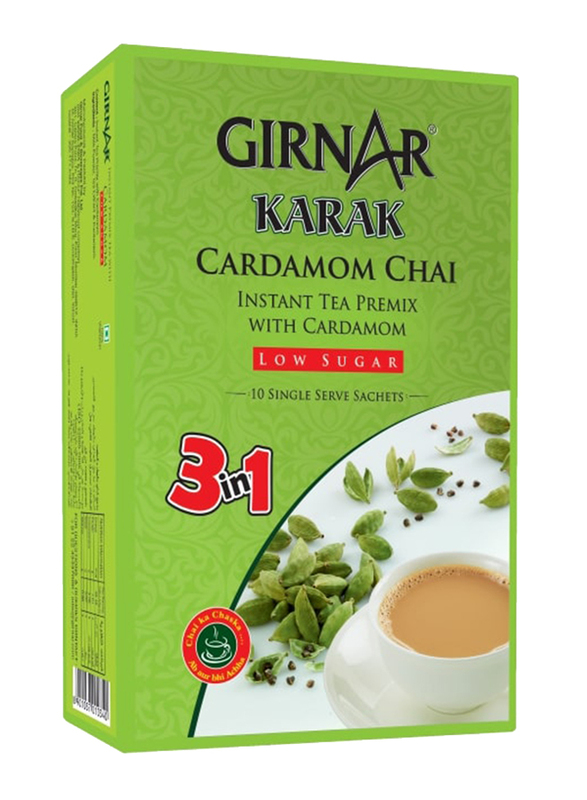Girnar 3-in-1 Karak Cardamom Instant Tea Premix with Low Sugar, 10 Sachets, 80g