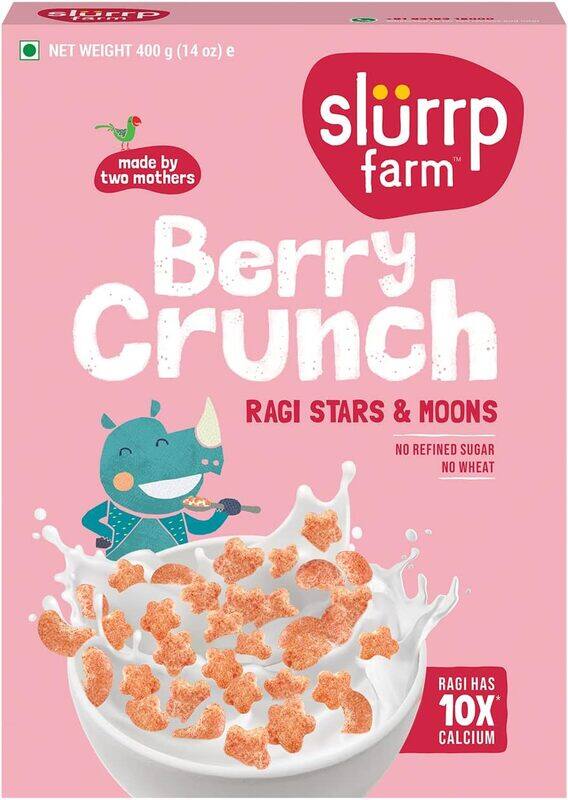 

Slurrp Farm Berry Crunch - Ragi Stars and Moons ; No White Flour, No Refined Sugar, No Added Colour ; Ragi Stars and Moons ; Healthy Breakfast for Kid