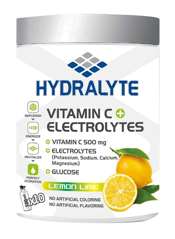 Hydralyte Lemon Lime Flavour Vitamin C + Electrolyte Hydration Sports Drink Powder Mix Jar, 12 x 200g