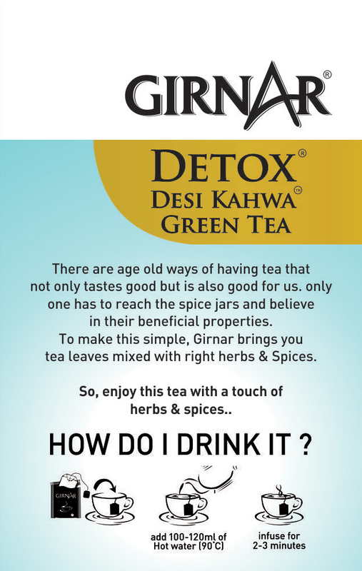 Girnar Detox Kahwa Green Tea Bags, 10 Tea Bags x 2.5g