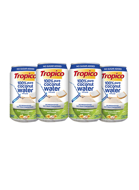 Tropico 100% Pure Thai Coconut Water with Pulp, 4 Pack x 310ml