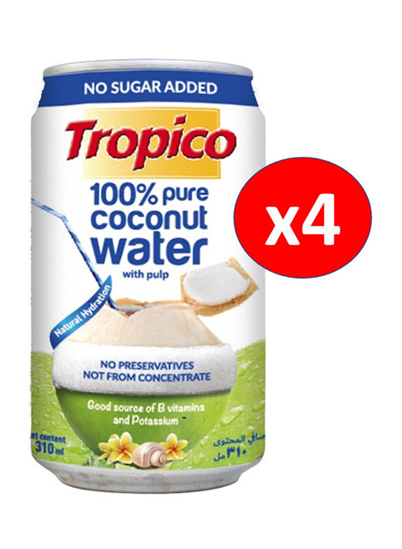 

Tropico 100% Pure Thai Coconut Water 310ml Pack of 4, No Sugar Added, Product of Thailand