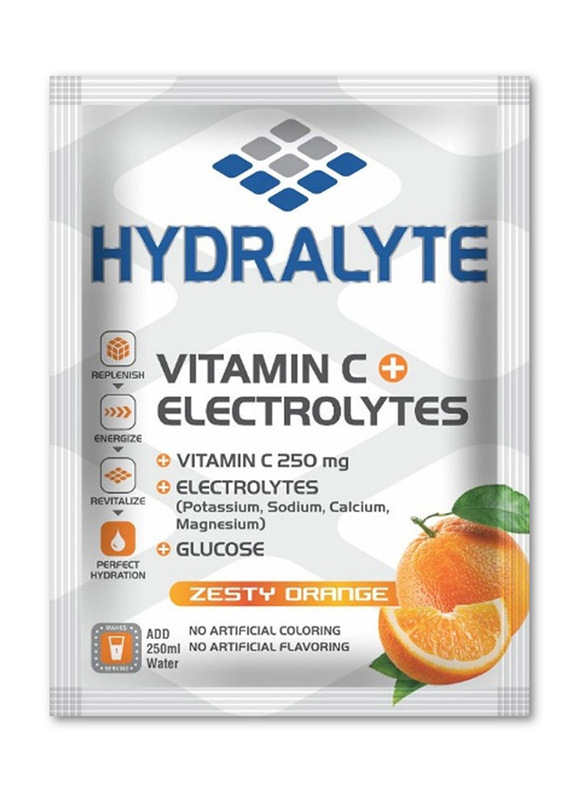 Hydralyte Zesty Orange Flavour Vitamin C + Electrolyte Hydration Sports Drink Powder Mix Pouch, 300 x 10g