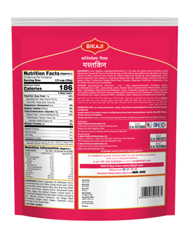 Bikaji Mastkin (Cornflakes Mix.) 200g Pouch , Crispy & Crunchy Traditional Namkeen , Mildly Spiced & Flavorful , Made with All Natural Ingredients , Product of India